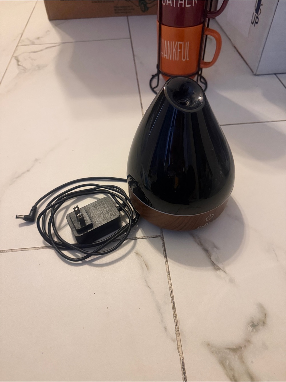 Black & Wood Grain Ultrasonic Essential Oil Diffuser